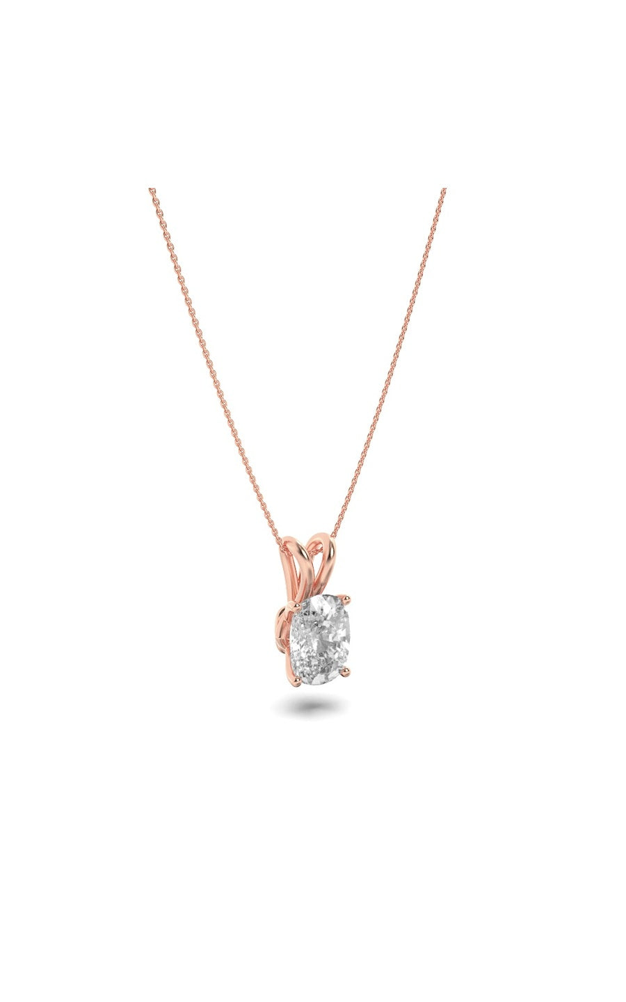 1Cttw Elongated Cushion Shaped Lab Grown Diamond (F/VS) Split Bale Solitaire Pendant in 14K Gold