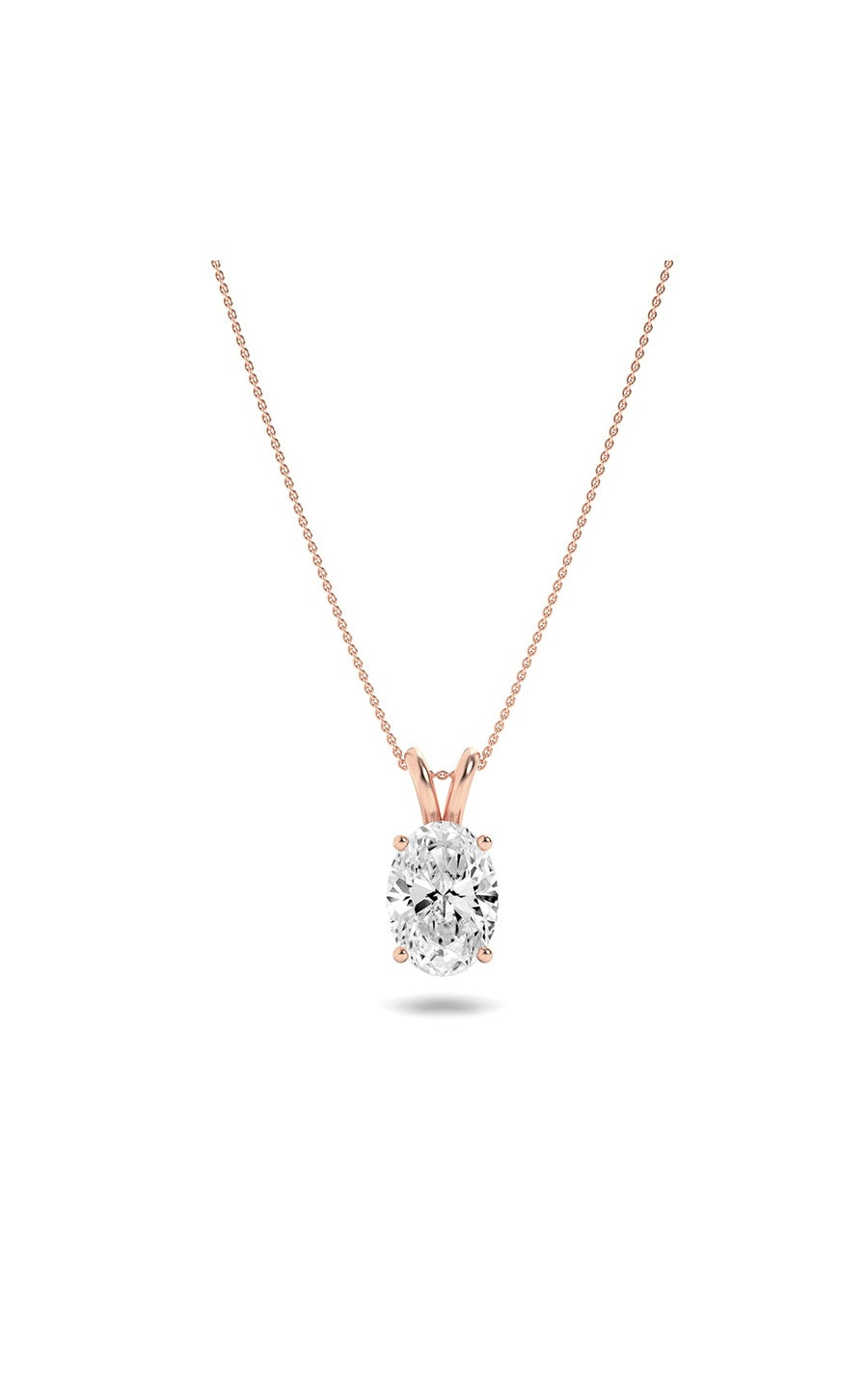 2Cttw Oval Shaped Lab Grown Diamond (F/VS) Split Bale Solitaire Pendant in 14K Gold