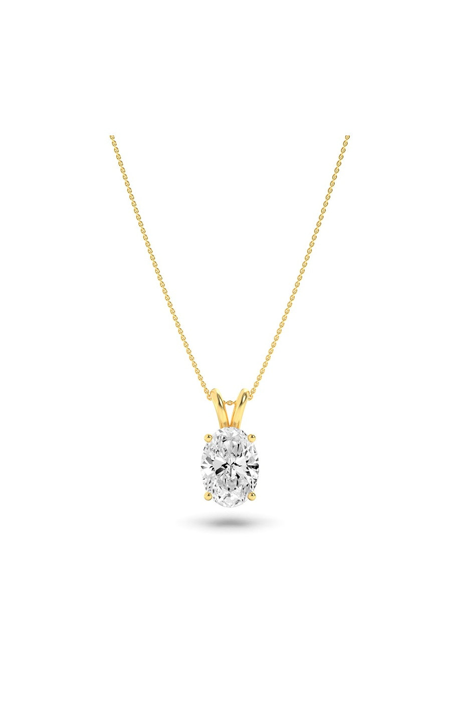 3Cttw Oval Shaped Lab Grown Diamond (F/VS) Split Bale Solitaire Pendant in 14K Gold