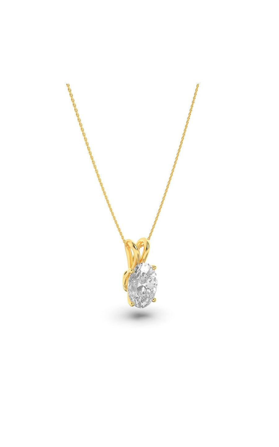 3Cttw Oval Shaped Lab Grown Diamond (F/VS) Split Bale Solitaire Pendant in 14K Gold