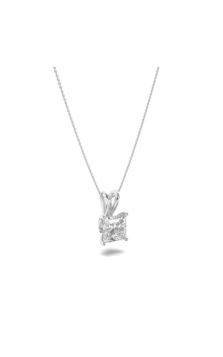 1Cttw Princess Shaped Lab Grown Diamond (F/VS) Split Bale Solitaire Pendant in 14K Gold