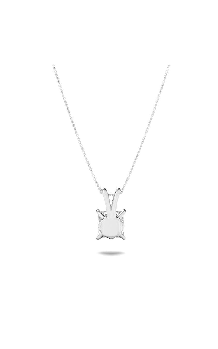 1Cttw Princess Shaped Lab Grown Diamond (F/VS) Split Bale Solitaire Pendant in 14K Gold