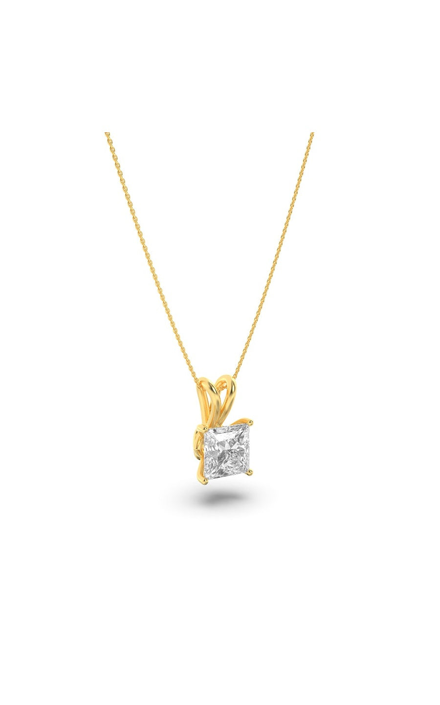 1Cttw Princess Shaped Lab Grown Diamond (F/VS) Split Bale Solitaire Pendant in 14K Gold