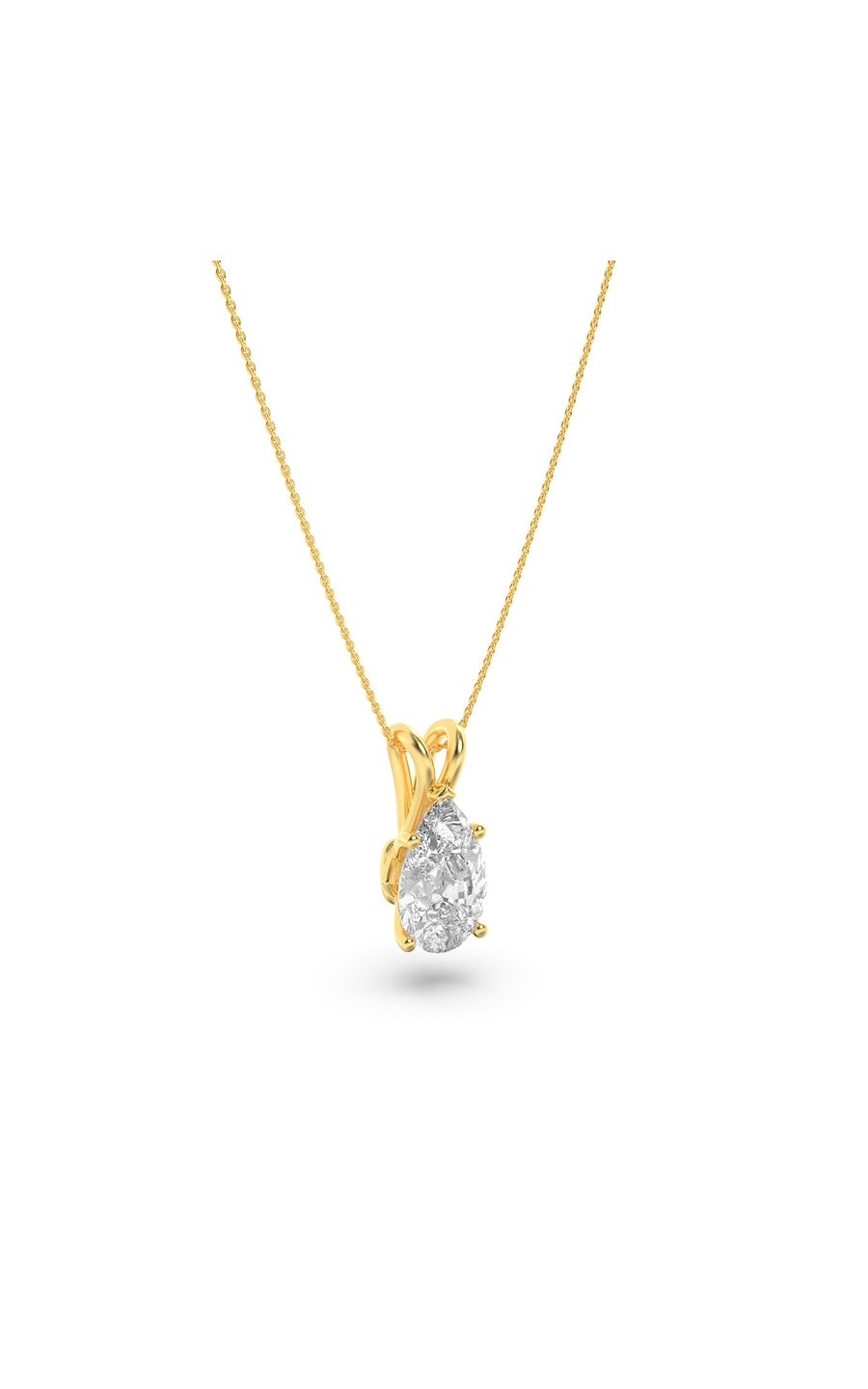 3Cttw Pear Shaped Lab Grown Diamond (F/VS) Split Bale Solitaire Pendant in 14K Gold