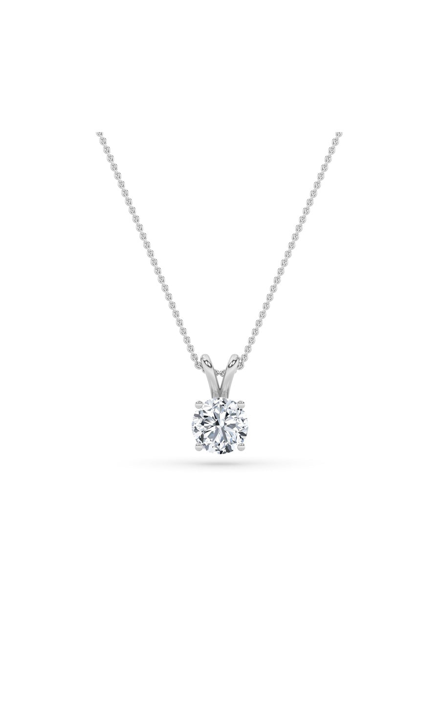 1Cttw Round Shaped Lab Grown Diamond (F/VS) SplitBale Solitaire Pendant in 14K Gold