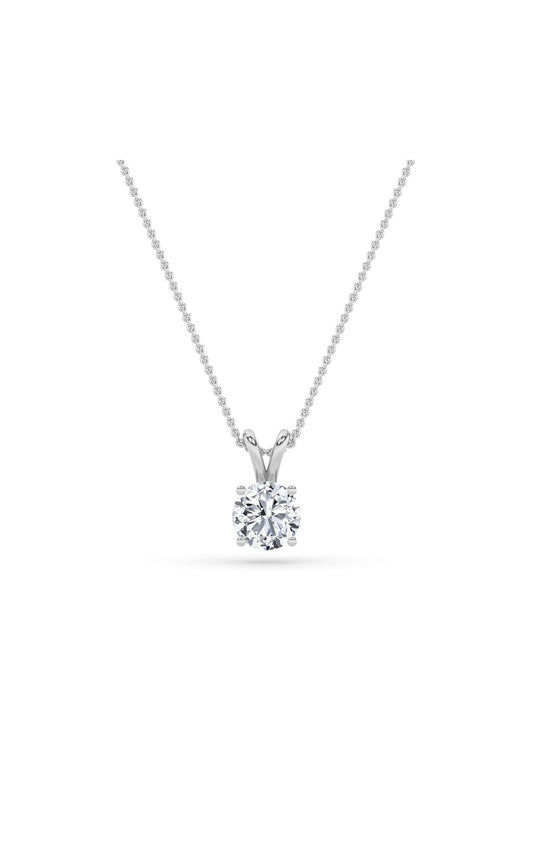 1Cttw Round Shaped Lab Grown Diamond (F/VS) SplitBale Solitaire Pendant in 14K Gold