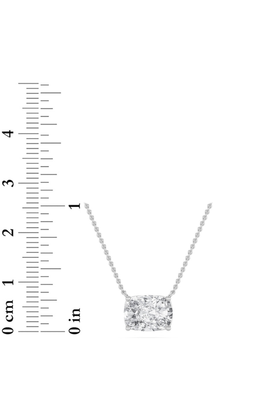 3Cttw Elongated Cushion Shaped Lab Grown Diamond (F/VS) East West Solitaire Necklace in 14K Gold