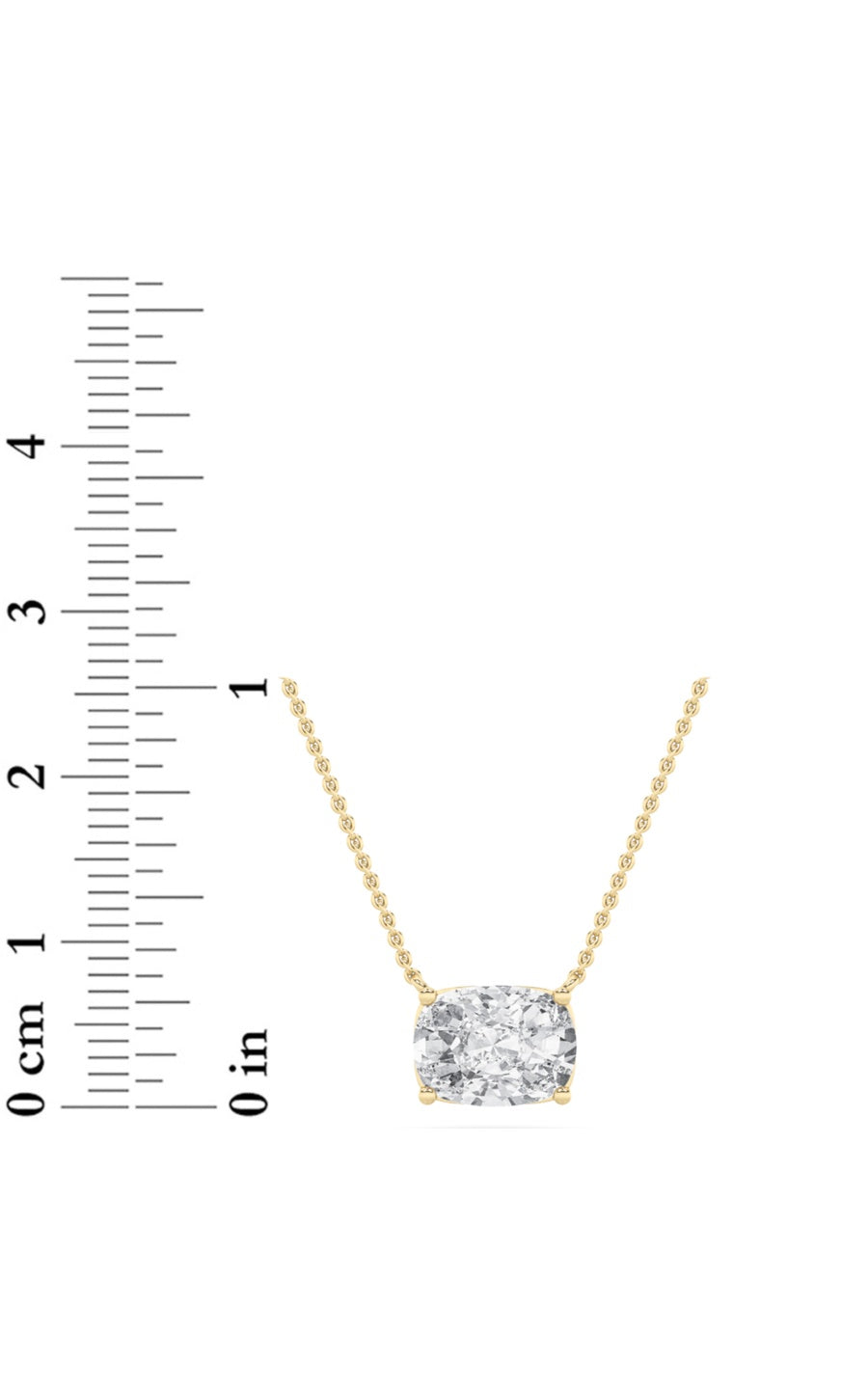 3Cttw Elongated Cushion Shaped Lab Grown Diamond (F/VS) East West Solitaire Necklace in 14K Gold