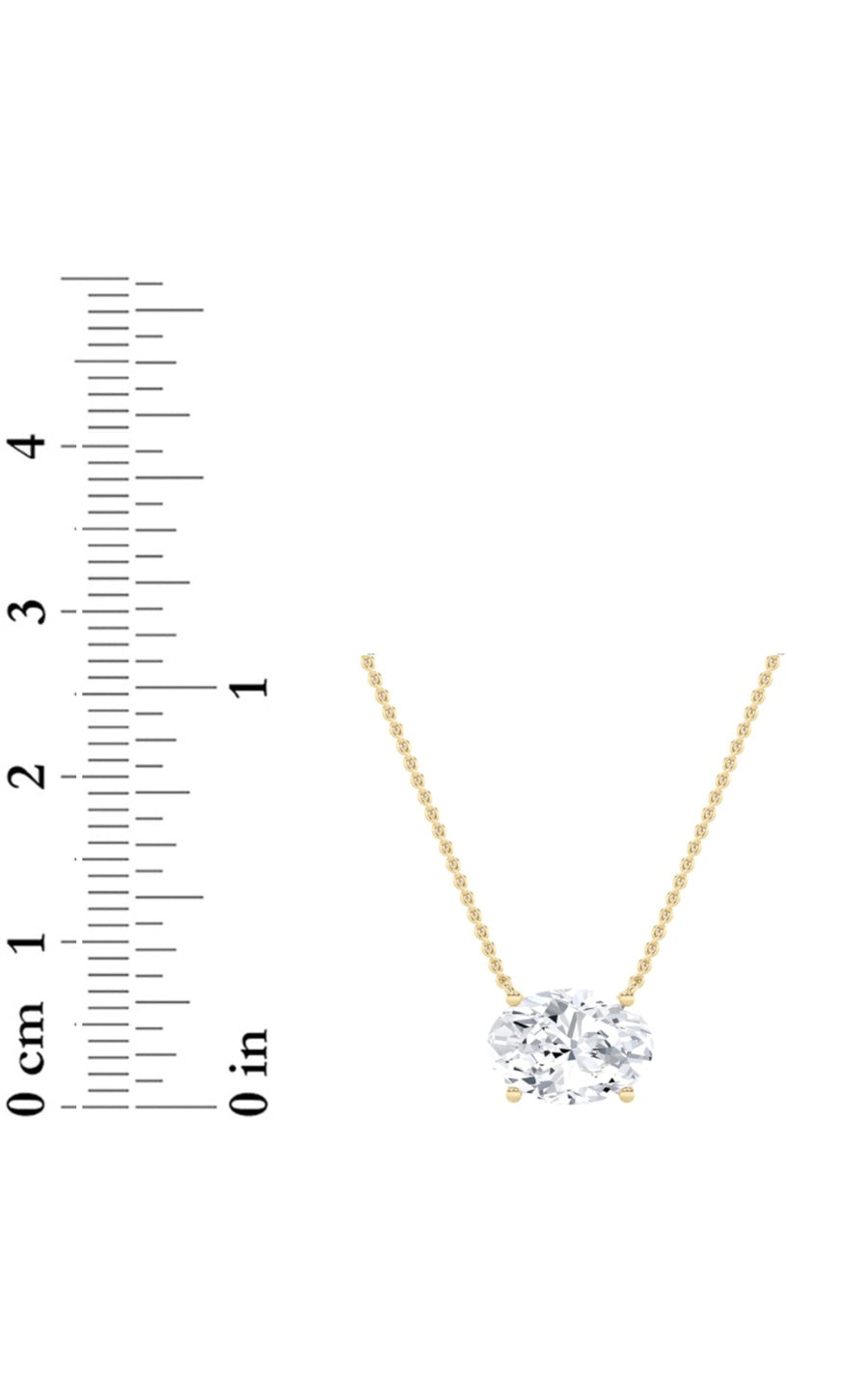 2Cttw Oval Shaped Lab Grown Diamond (F/VS) East West Solitaire Necklace in 14K Gold