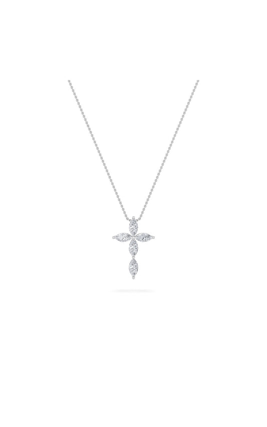 1.5Cttw Marquise Shaped Lab Grown Diamond (F/VS) Cross Pendant in 14K Gold