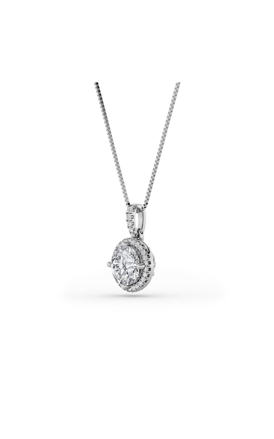 1.5Cttw Round Shaped Lab Grown Diamond (F/VS) HaloPendant in 14K Gold