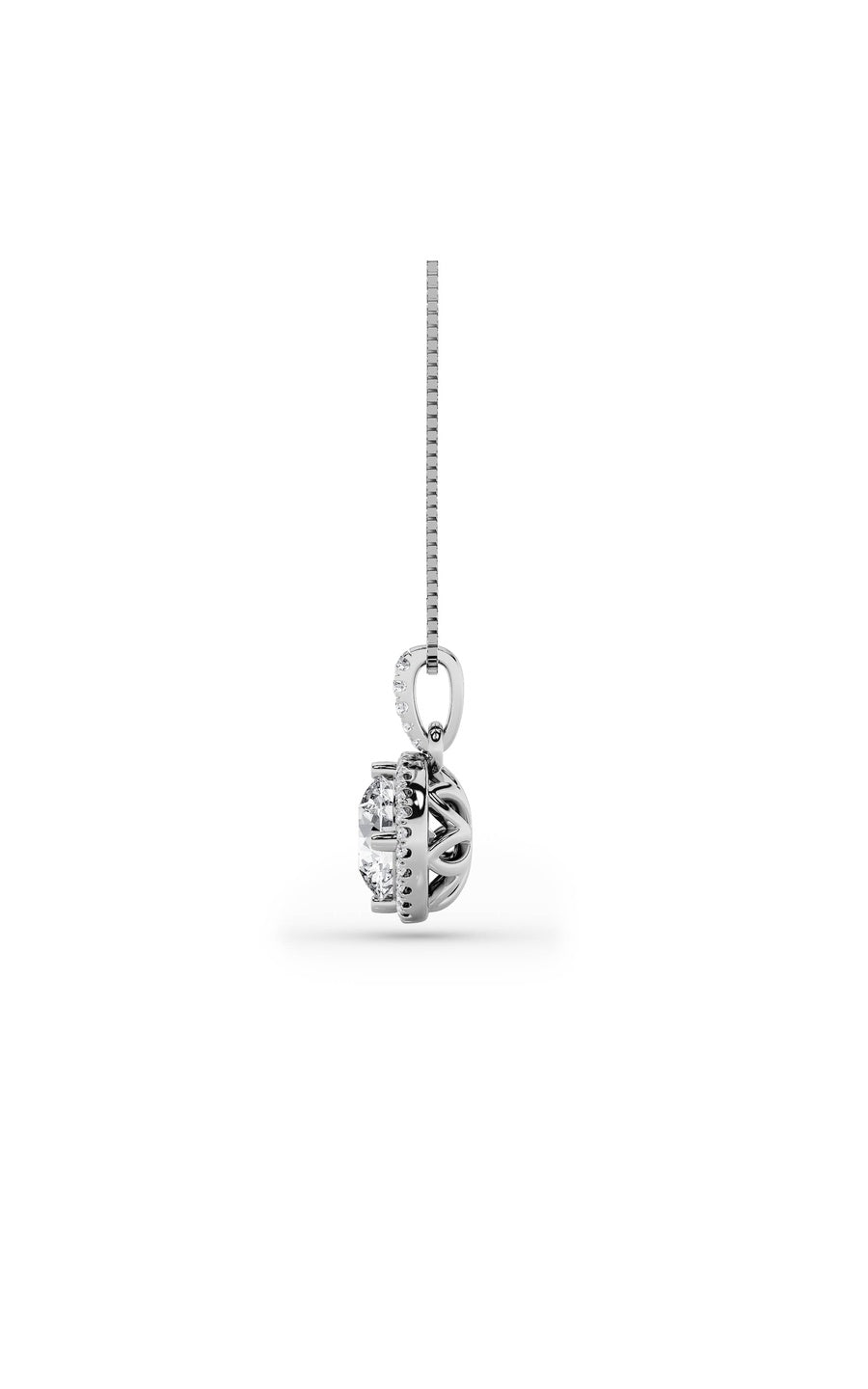 1.5Cttw Round Shaped Lab Grown Diamond (F/VS) Halo Pendant in 14K Gold