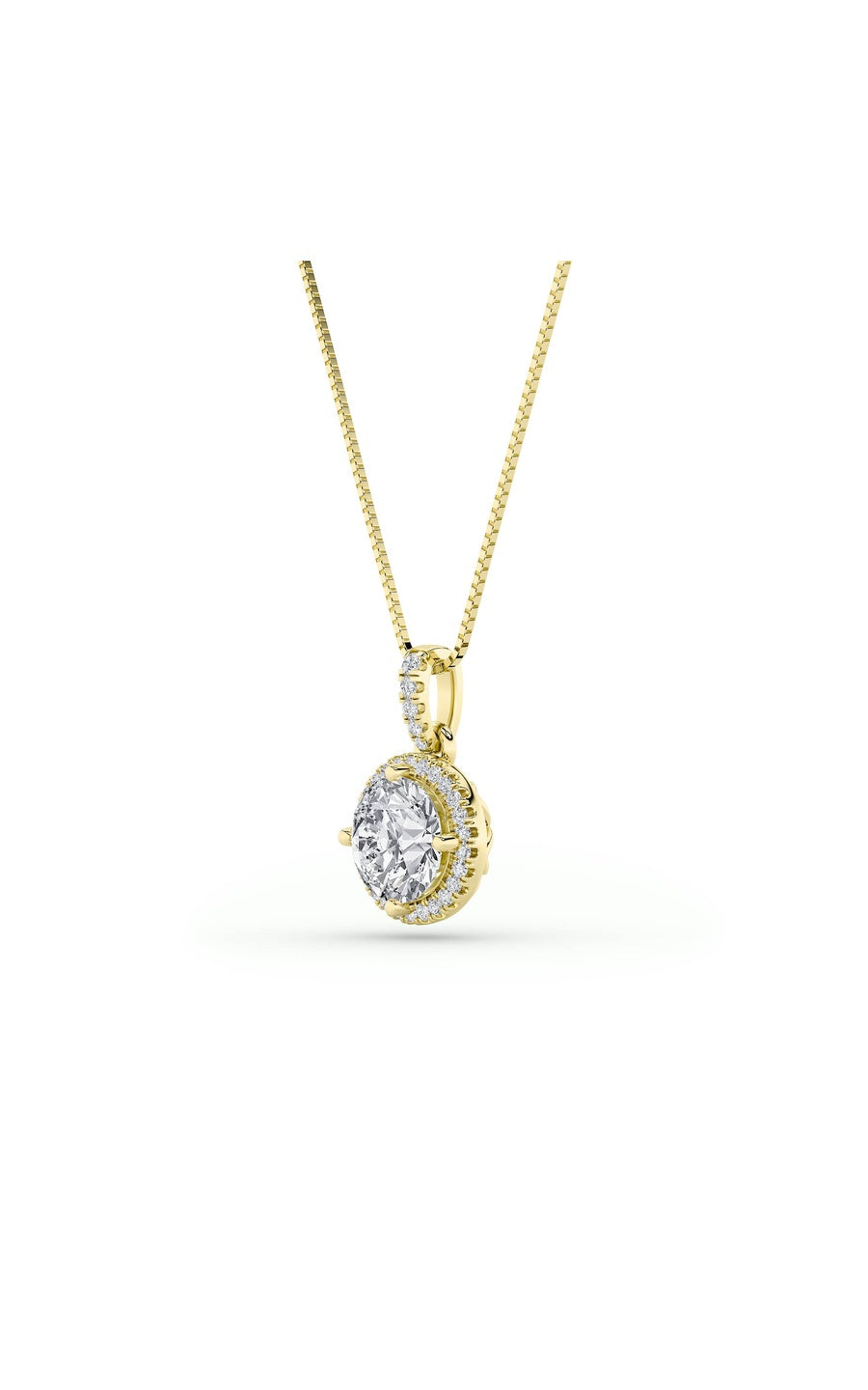 1.5Cttw Round Shaped Lab Grown Diamond (F/VS) Halo Pendant in 14K Gold