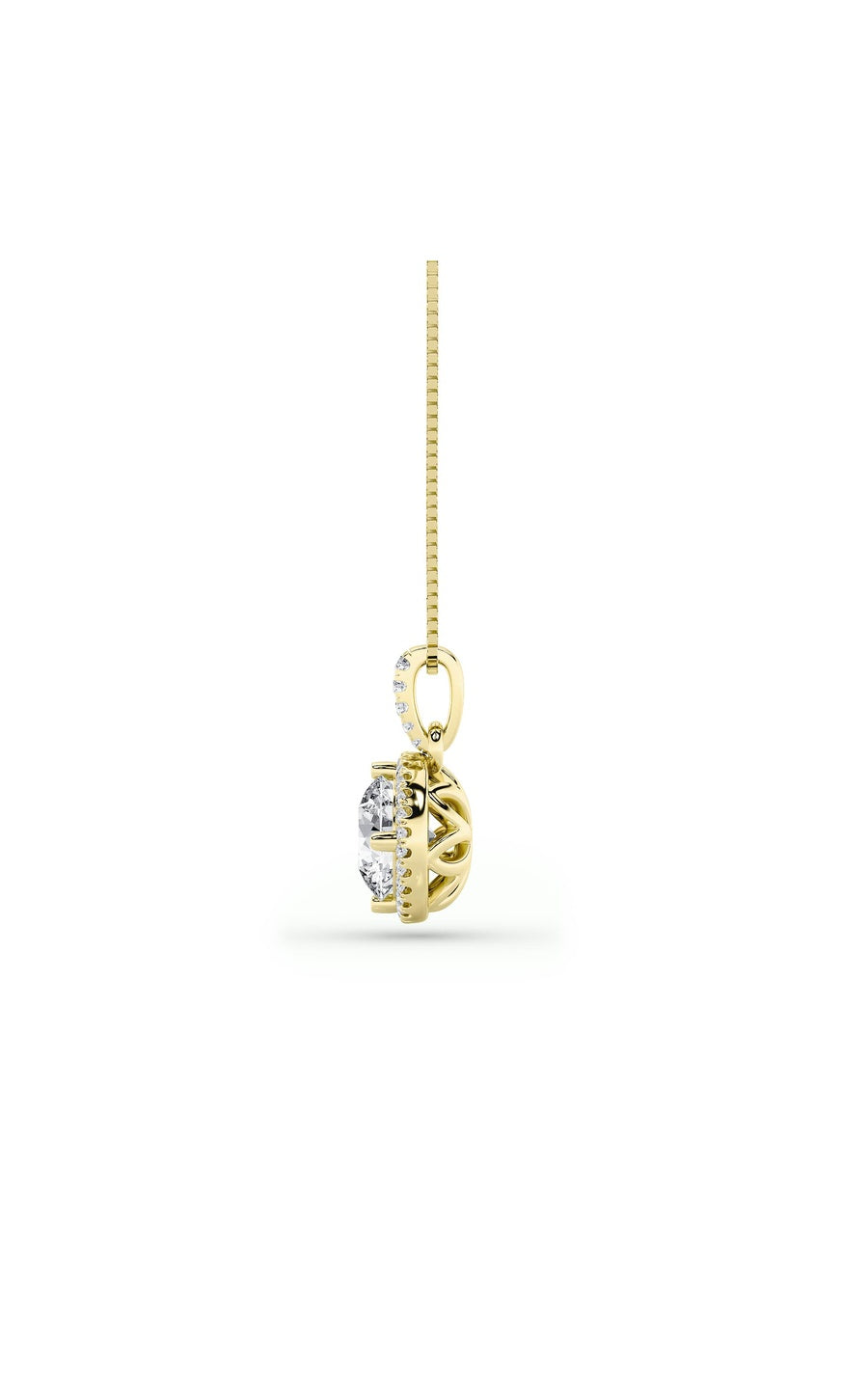 1.5Cttw Round Shaped Lab Grown Diamond (F/VS) HaloPendant in 14K Gold