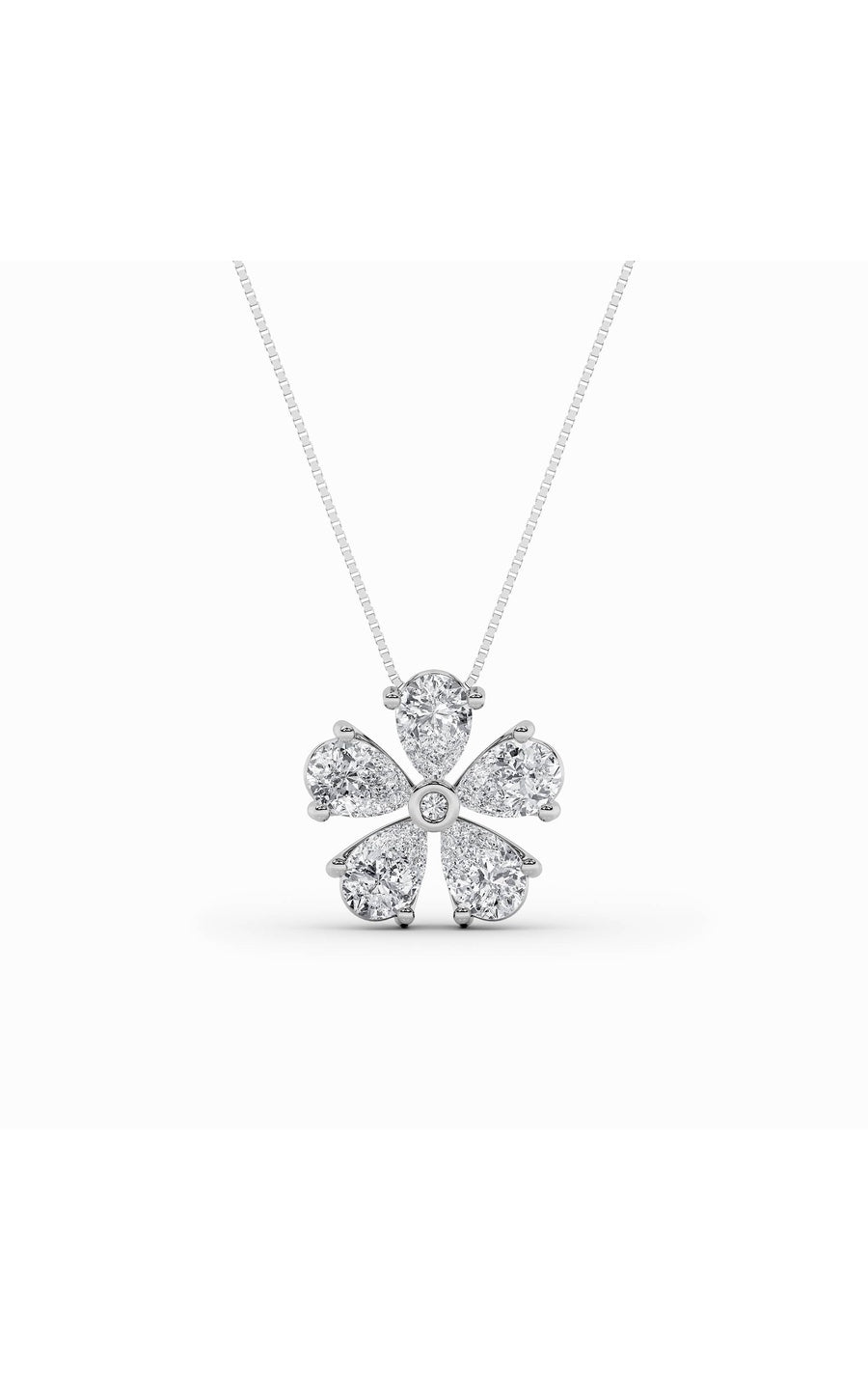 1.5Cttw Pear Shaped Lab Grown Diamond (F/VS) Floral Pendant in 14K Gold
