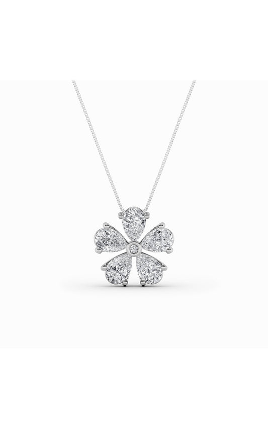 1.5Cttw Pear Shaped Lab Grown Diamond (F/VS) Floral Pendant in 14K Gold
