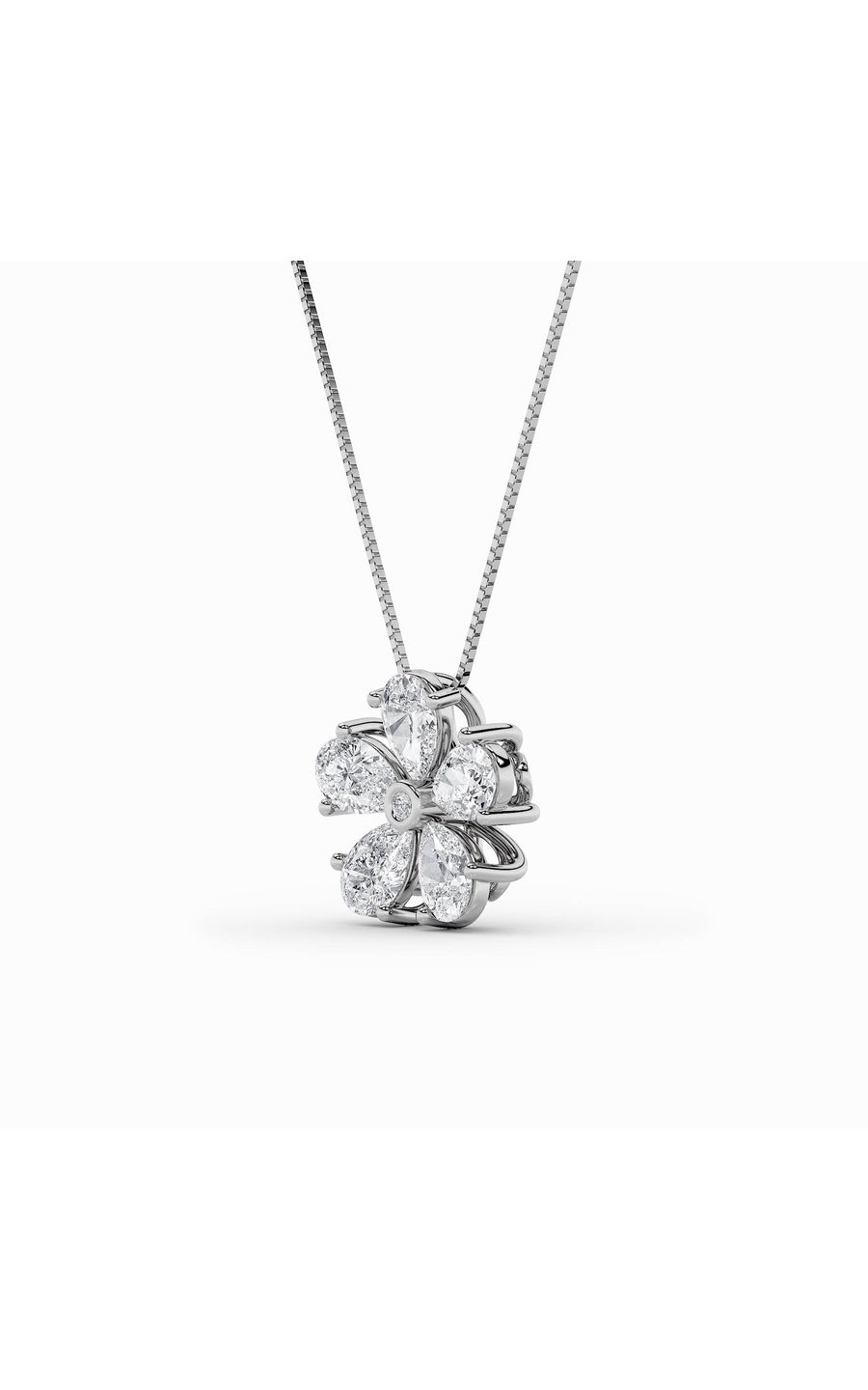 1.5Cttw Pear Shaped Lab Grown Diamond (F/VS) Floral Pendant in 14K Gold
