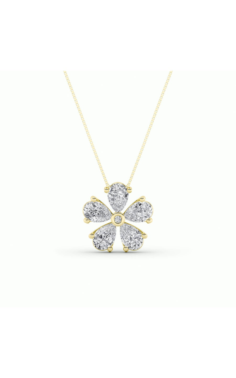 1.5Cttw Pear Shaped Lab Grown Diamond (F/VS) Floral Pendant in 14K Gold