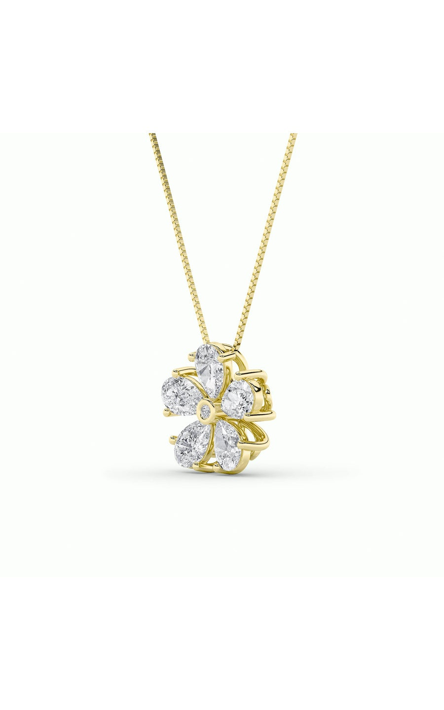 1.5Cttw Pear Shaped Lab Grown Diamond (F/VS) Floral Pendant in 14K Gold