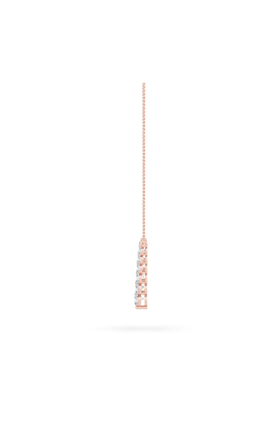 5Cttw Round Shaped Lab Grown Diamond (F/VS) Graduating V Necklace in 14K Gold