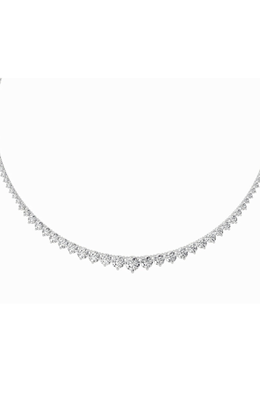 15Cttw Round Shaped Lab Grown Diamond (F/VS) ThreeProng Graduating Necklace in 14K Gold
