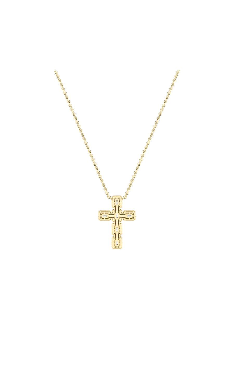 3Cttw Emerald Shaped Lab Grown Diamond (F/VS) Cross Pendant in 14K Gold