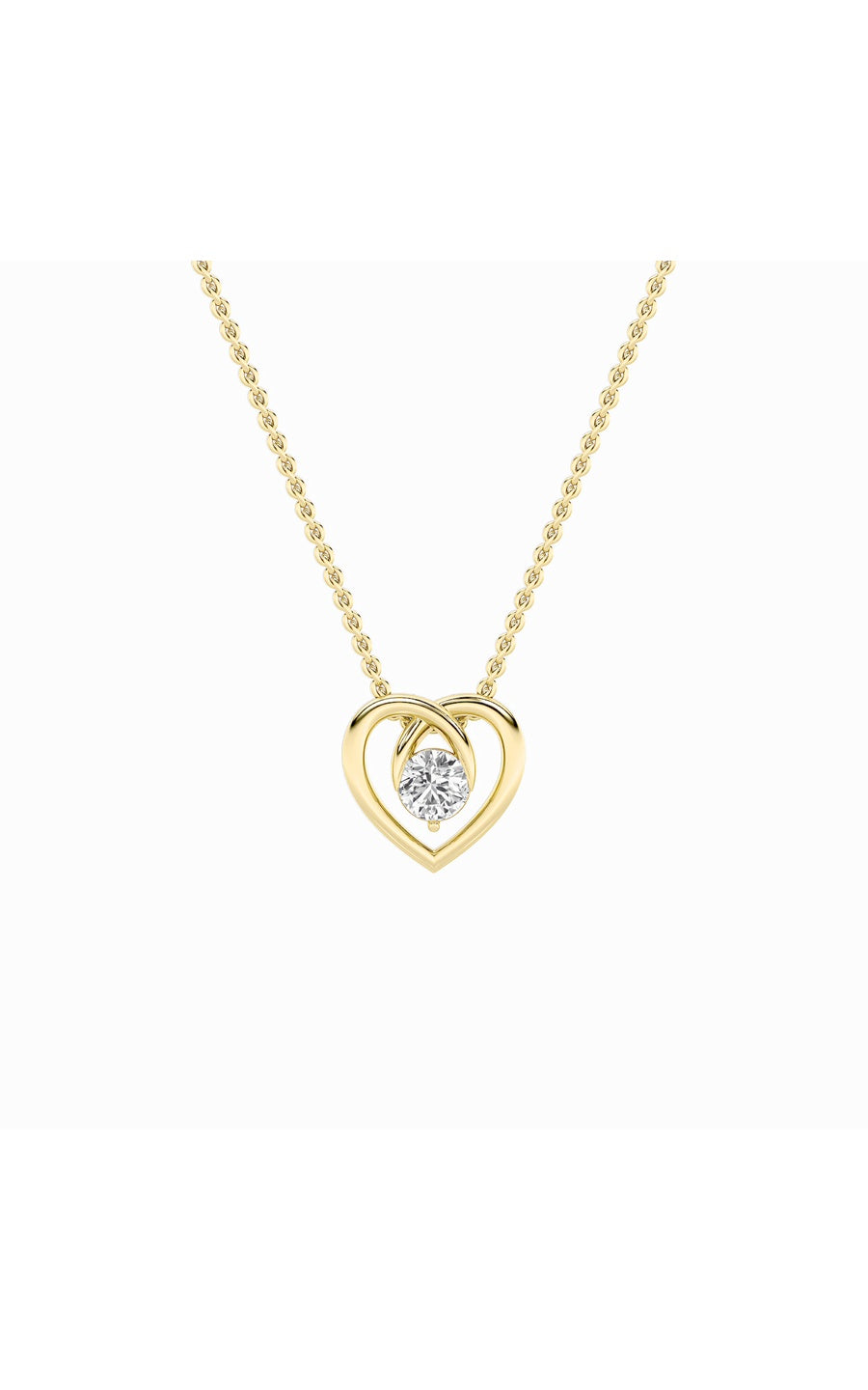 1Cttw Round Shaped Lab Grown Diamond (F/VS) HeartShaped Pendant in 14K Gold