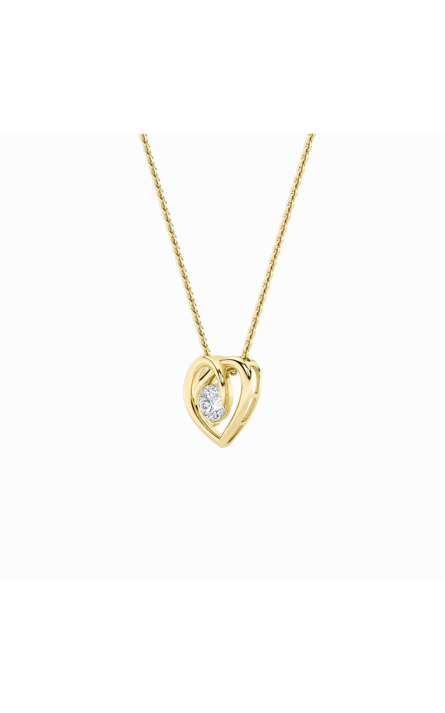 1Cttw Round Shaped Lab Grown Diamond (F/VS) HeartShaped Pendant in 14K Gold