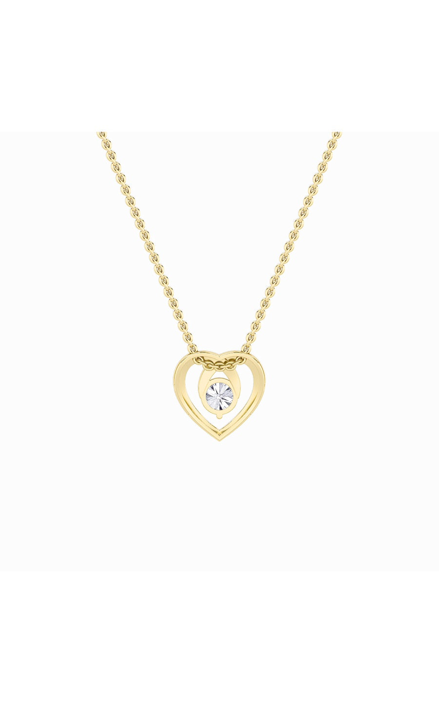 1Cttw Round Shaped Lab Grown Diamond (F/VS) HeartShaped Pendant in 14K Gold
