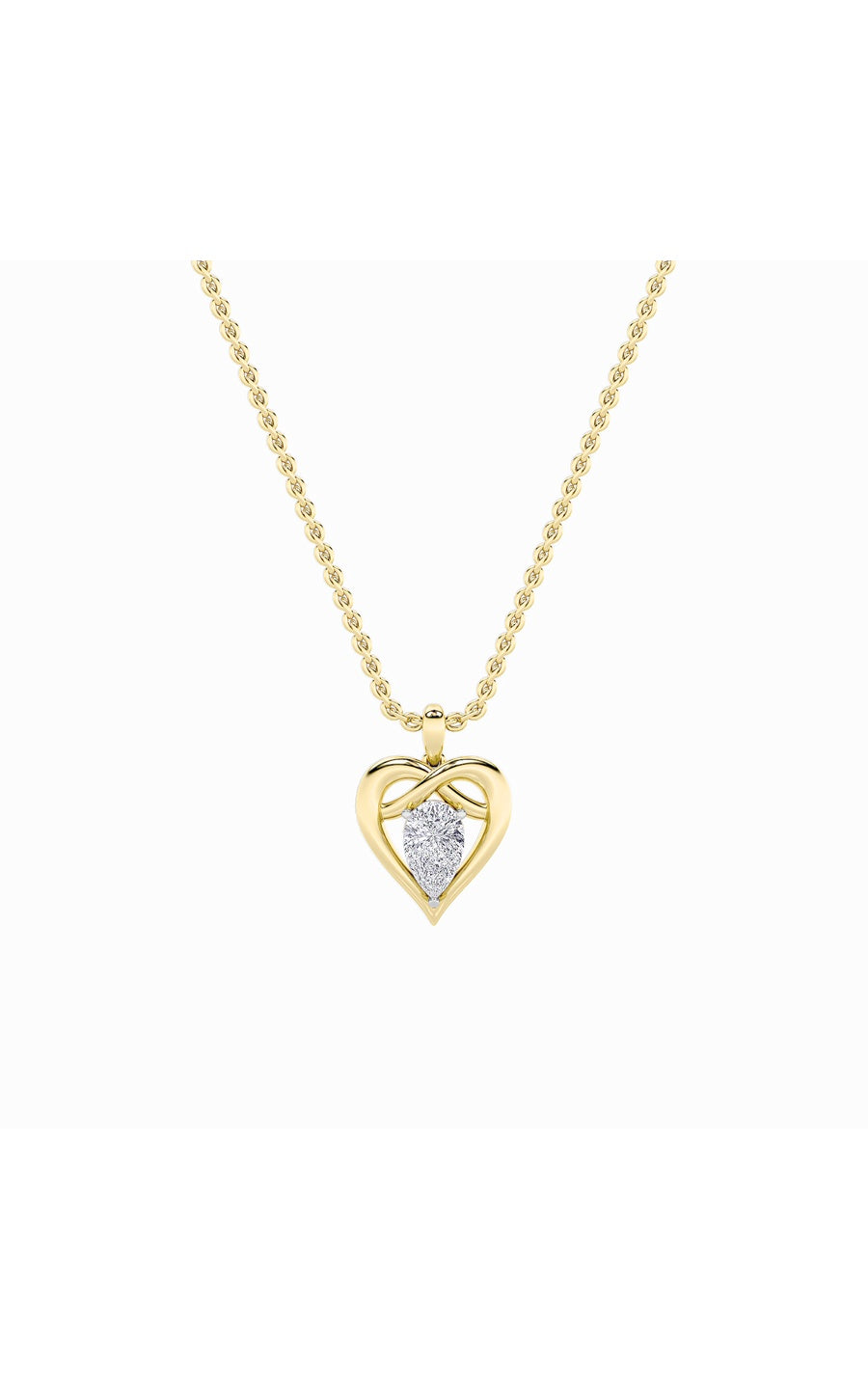 2Cttw Pear Shaped Lab Grown Diamond (F/VS) Heart Shaped Pendant in 14K Gold