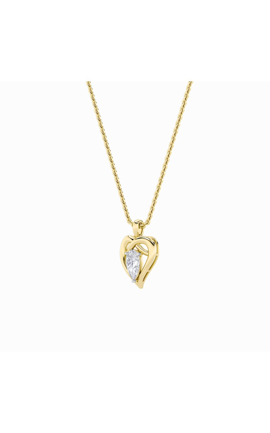 2Cttw Pear Shaped Lab Grown Diamond (F/VS) Heart Shaped Pendant in 14K Gold