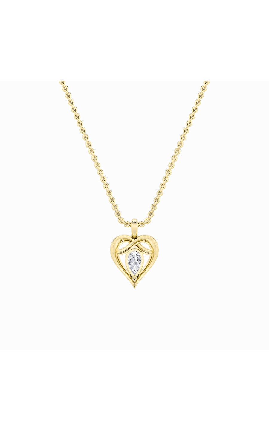 2Cttw Pear Shaped Lab Grown Diamond (F/VS) Heart Shaped Pendant in 14K Gold