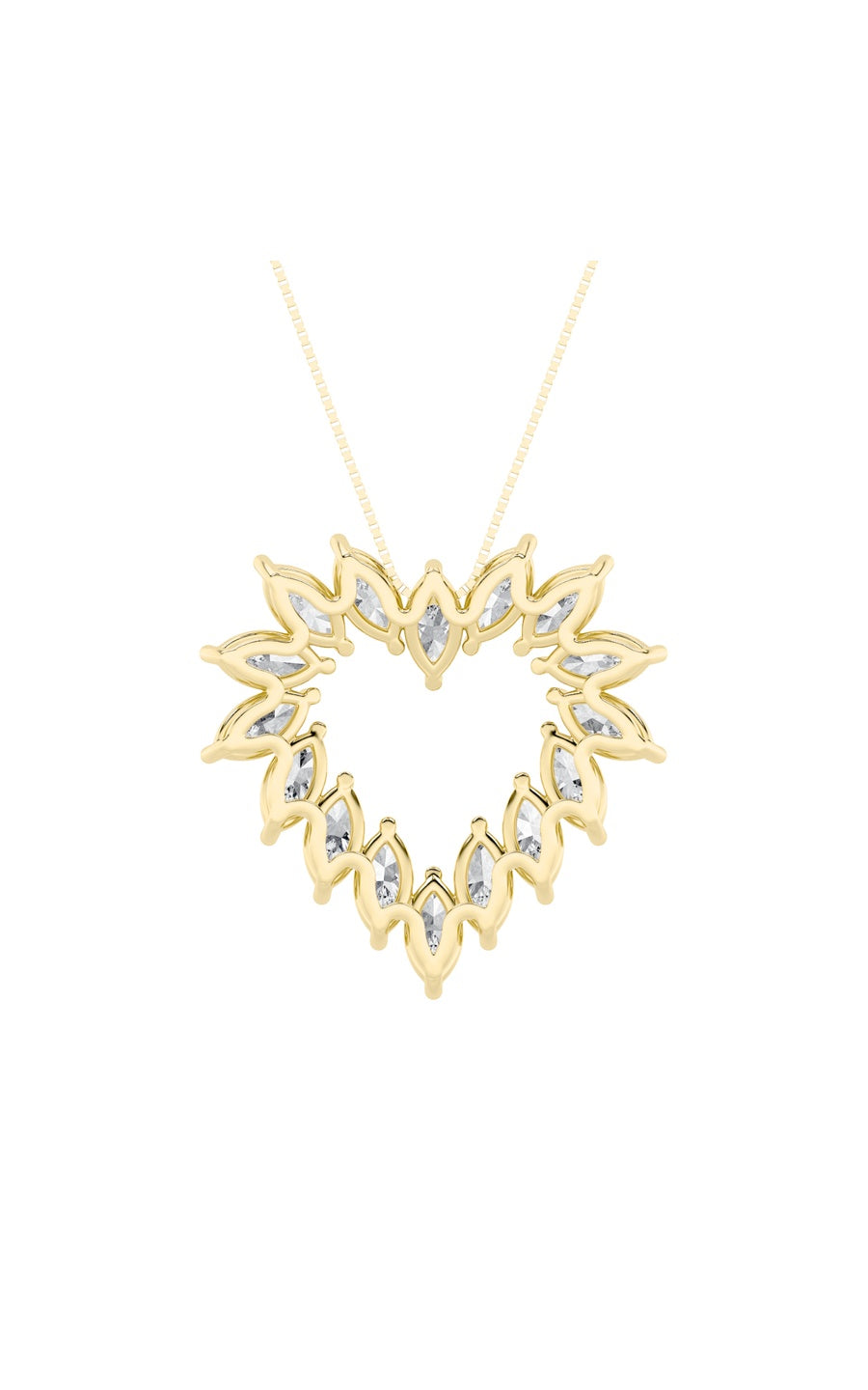 3Cttw Marquise Shaped Lab Grown Diamond (F/VS) Heart Shaped Pendant in 14K Gold