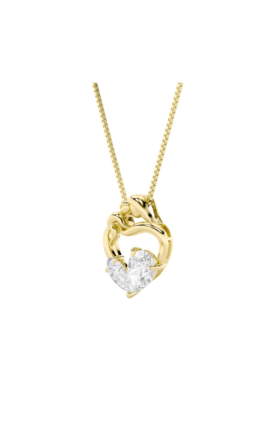 3Cttw Pear Shaped Lab Grown Diamond (F/VS) Mother& Child Heart Shaped Pendant in 14K Gold