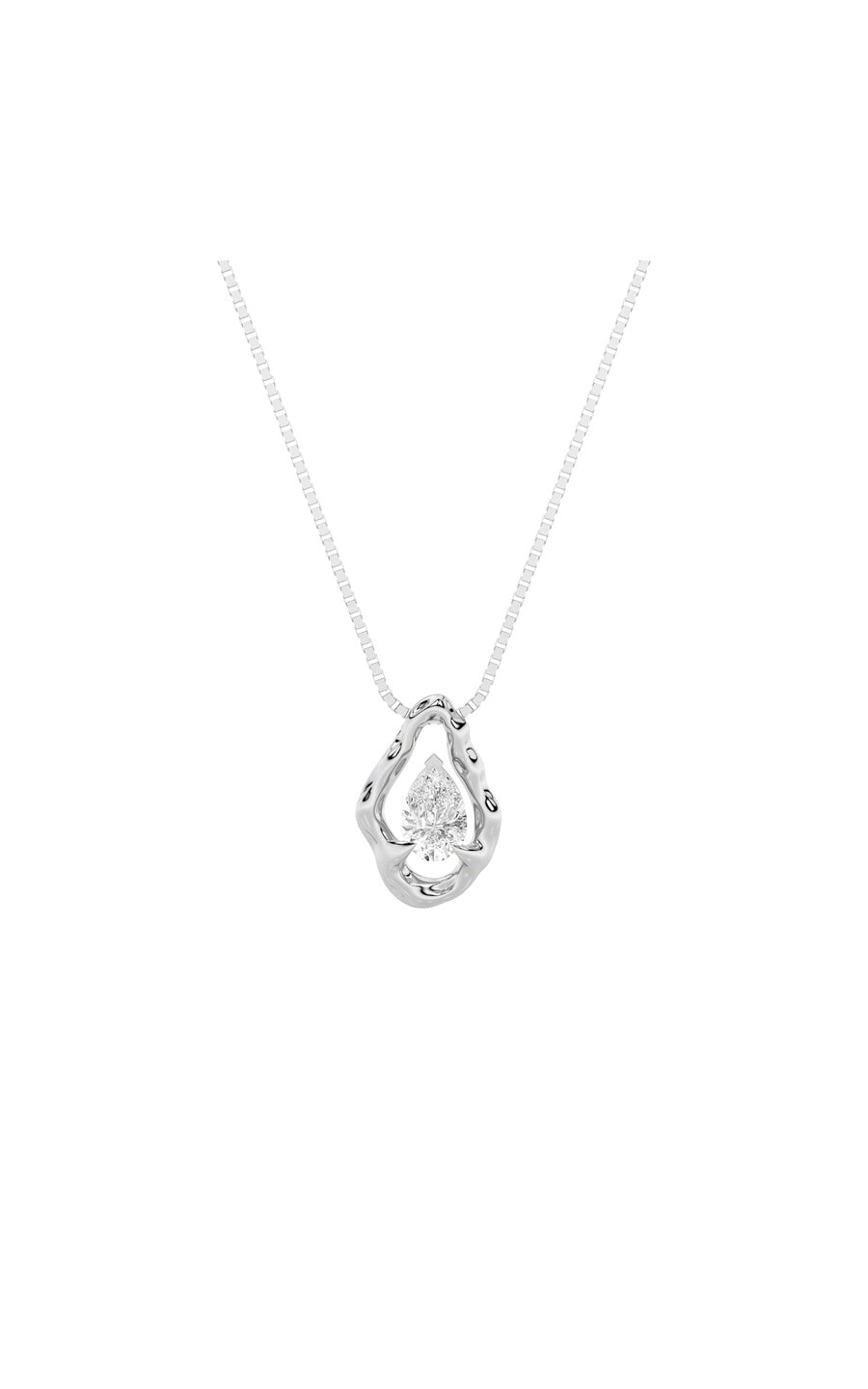 1Cttw Pear Shaped Lab Grown Diamond (F/VS) OrganicDesign Solitaire Pendant in 14K Gold