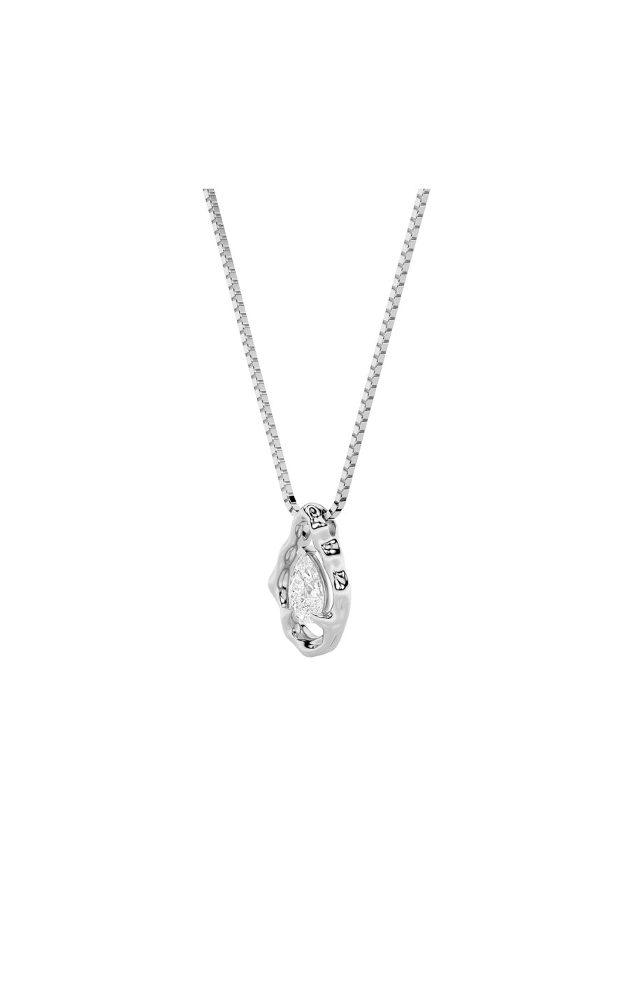 1Cttw Pear Shaped Lab Grown Diamond (F/VS) OrganicDesign Solitaire Pendant in 14K Gold