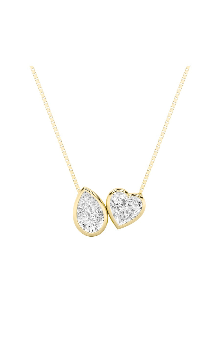 2Cttw Pear Shaped Lab Grown Diamond (F/VS) Heart Shaped Necklace in 14K Gold