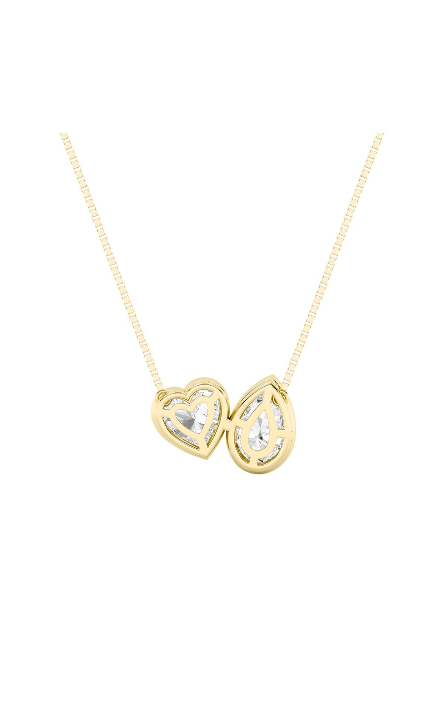 2Cttw Pear Shaped Lab Grown Diamond (F/VS) Heart Shaped Necklace in 14K Gold