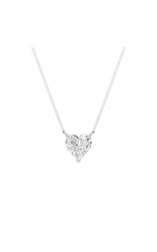 1Cttw Heart Shaped Lab Grown Diamond (F/VS) HeartShaped Necklace in 14K Gold
