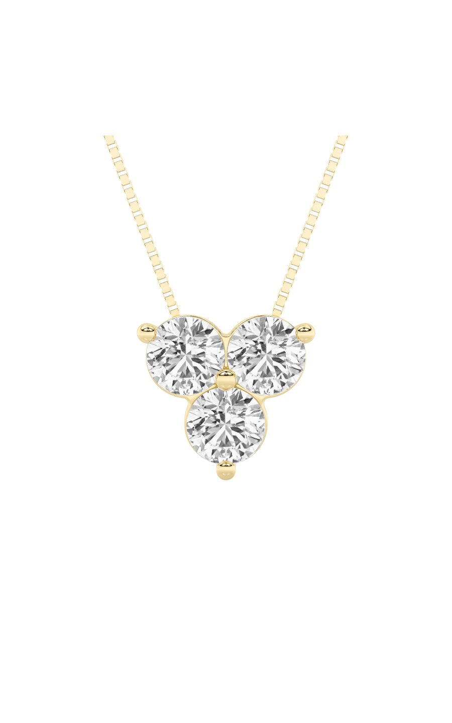 1Cttw Round Shaped Lab Grown Diamond (F/VS) ThreeStone Pendant in 14K Gold