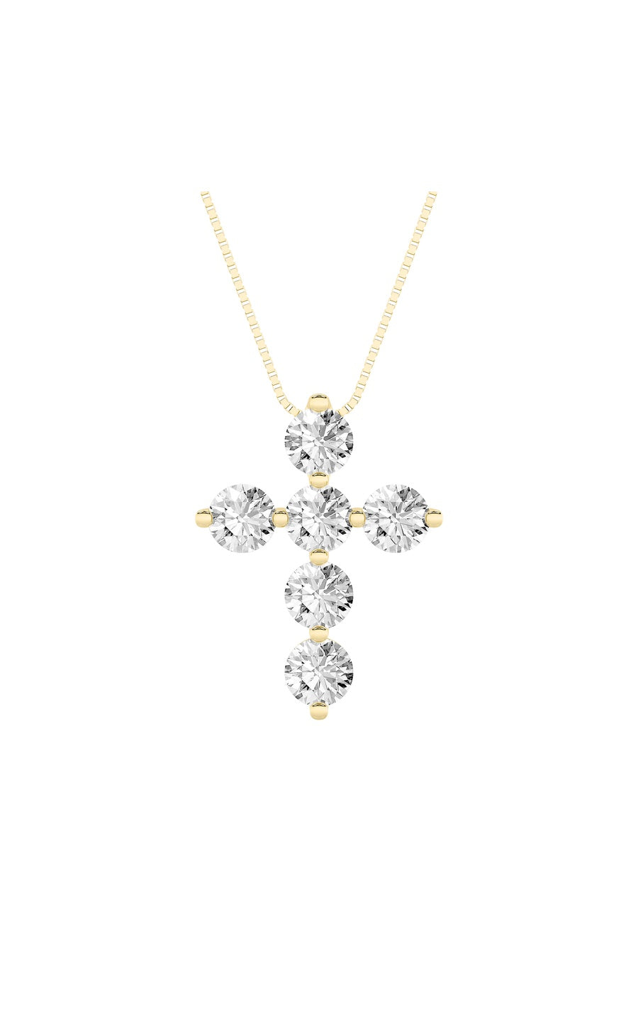 1.5Cttw Round Shaped Lab Grown Diamond (F/VS) Cross Pendant in 14K Gold