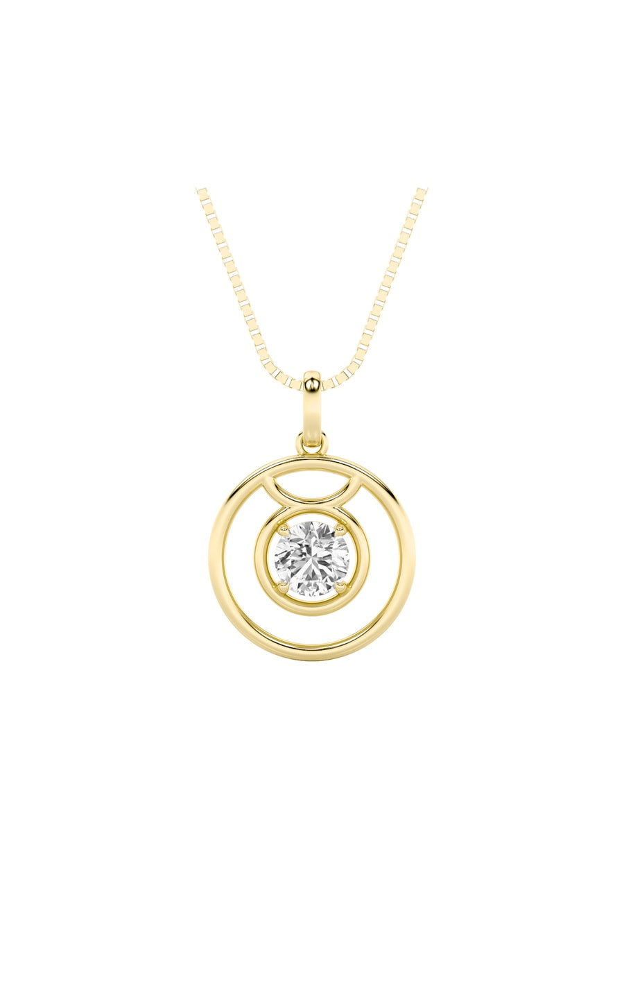 1Cttw Round Shaped Lab Grown Diamond (F/VS) ZodiacPendant in 14K Gold