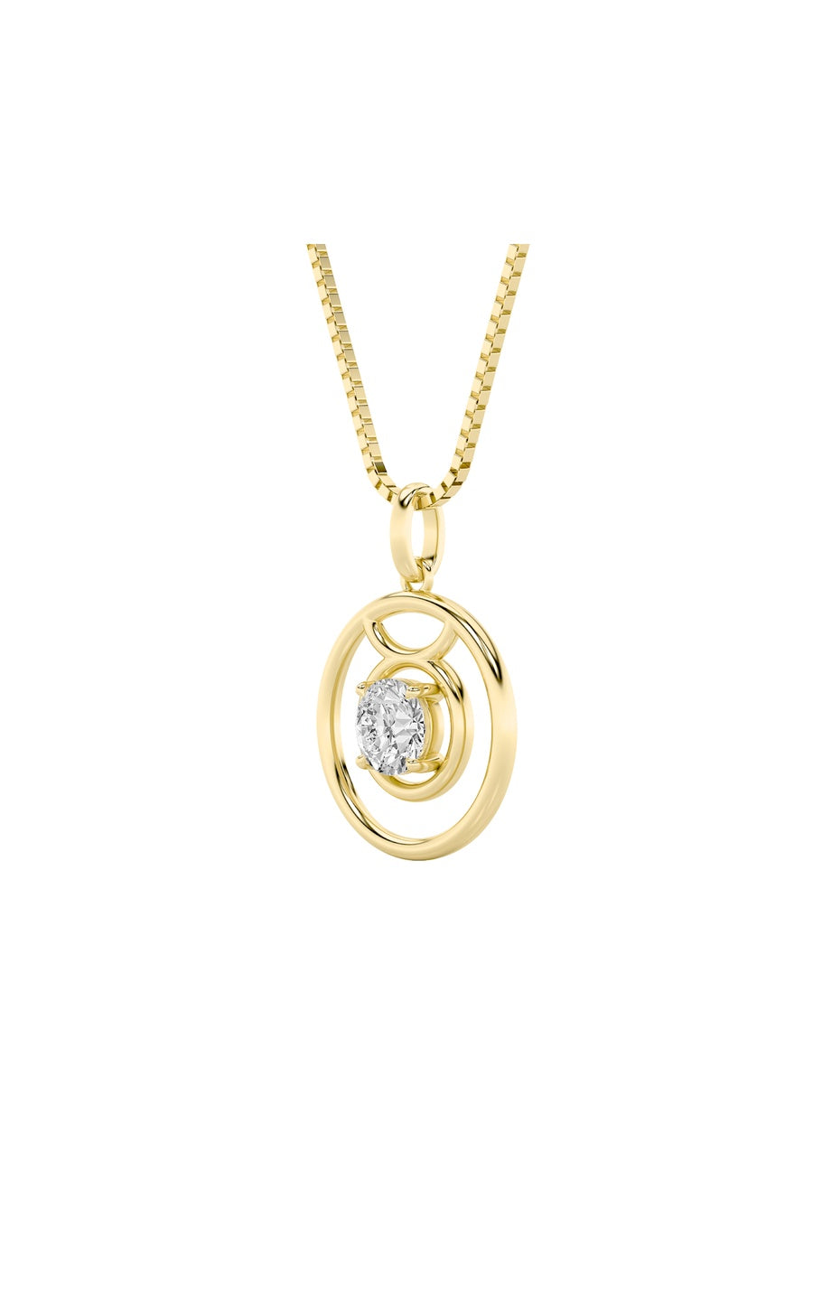1Cttw Round Shaped Lab Grown Diamond (F/VS) ZodiacPendant in 14K Gold