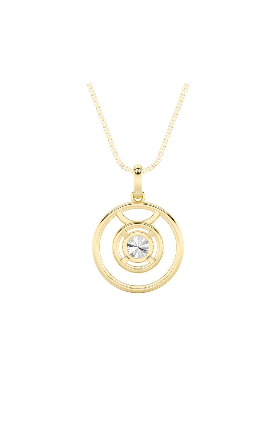 1Cttw Round Shaped Lab Grown Diamond (F/VS) ZodiacPendant in 14K Gold