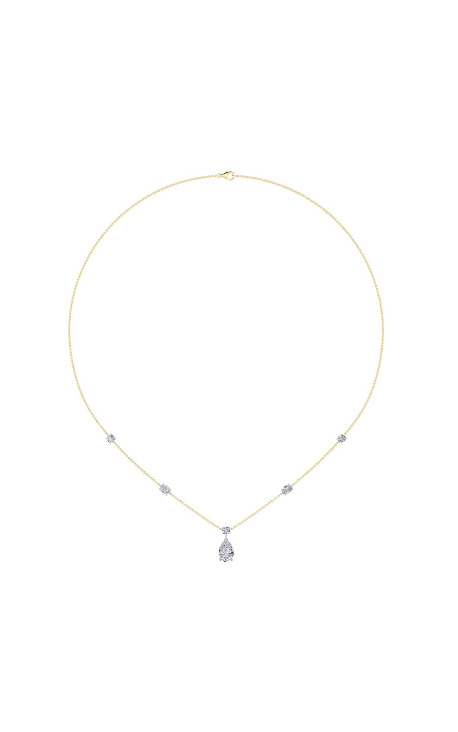 3Cttw Pear Shaped Lab Grown Diamond (F/VS) StrataChic Collection Necklace in 14K Gold