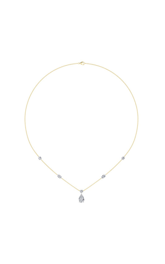 3Cttw Pear Shaped Lab Grown Diamond (F/VS) StrataChic Collection Necklace in 14K Gold