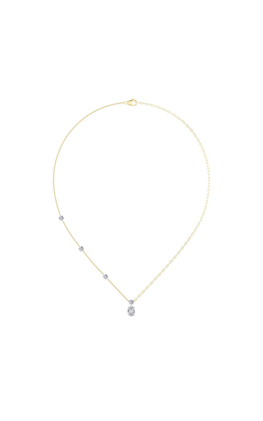 3.5Cttw Oval Shaped Lab Grown Diamond (F/VS) Strata Chic Collection Necklace in 14K Gold