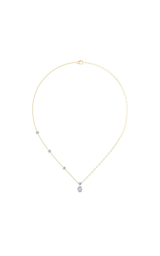 3.5Cttw Oval Shaped Lab Grown Diamond (F/VS) Strata Chic Collection Necklace in 14K Gold