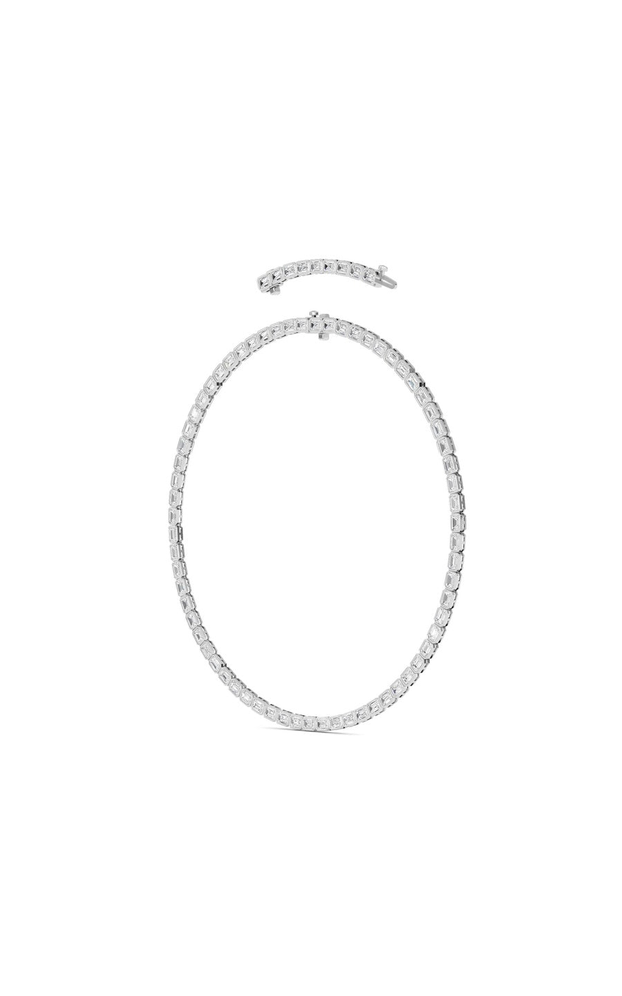 30Cttw Emerald Shaped Lab Grown Diamond (F/VS ) Bezel Set Necklace in 14K Gold