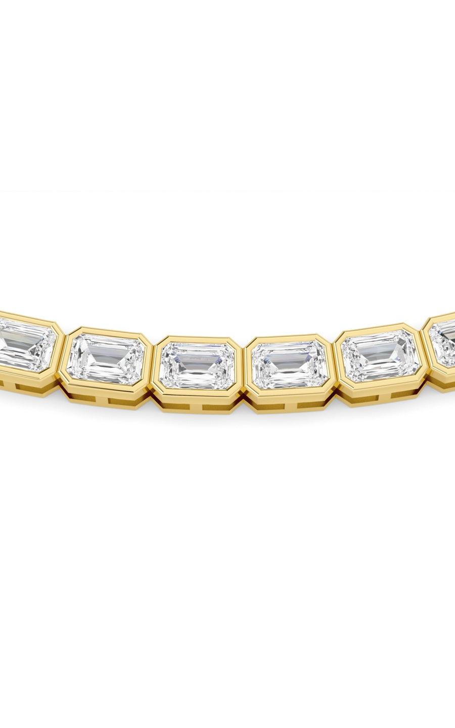 30Cttw Emerald Shaped Lab Grown Diamond (F/VS ) Bezel Set Necklace in 14K Gold